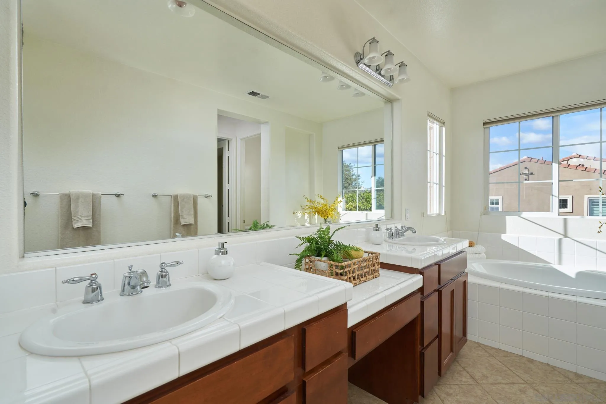 3177 Via Iris Carlsbad, CA 92009 - Photo 19 of 31 a bathroom with a sink double vanity and a mirror