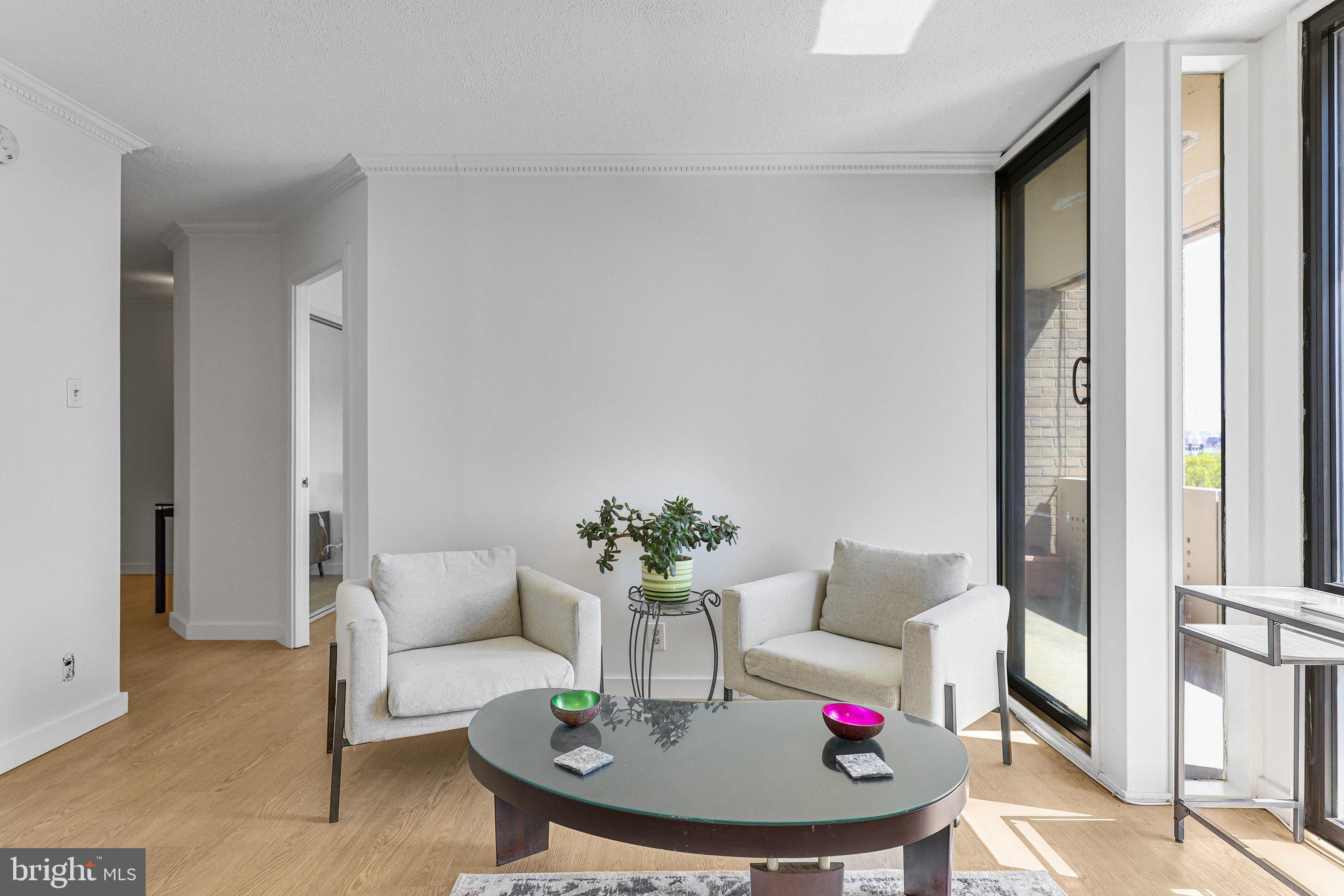 1245 4th Street Southwest, Unit E711 Washington, DC 20024 - Photo 5 of 33 a living room with furniture and a potted plant