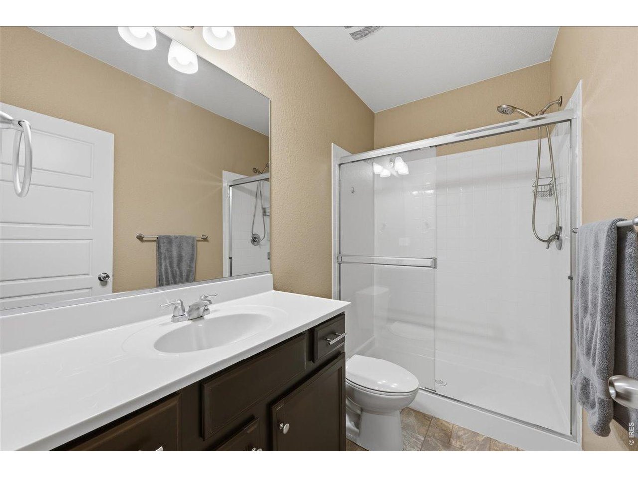 6096 Story Road Timnath, CO 80547 - Photo 38 of 50 a bathroom with a sink a toilet a shower and a mirror