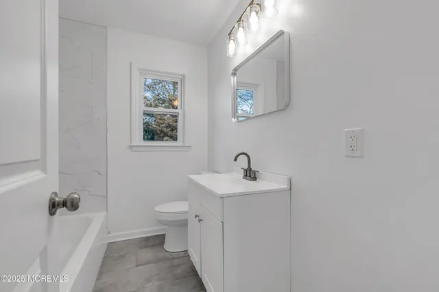 a bathroom with a bathtub
