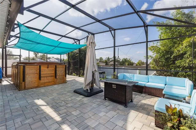 a view of outdoor space with seating