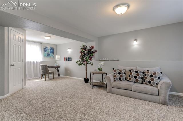 1744 Whitehall Road Colorado Springs, CO 80906 - Photo 15 of 25 Lower level entertainment room. New paint, carpet and lighting.