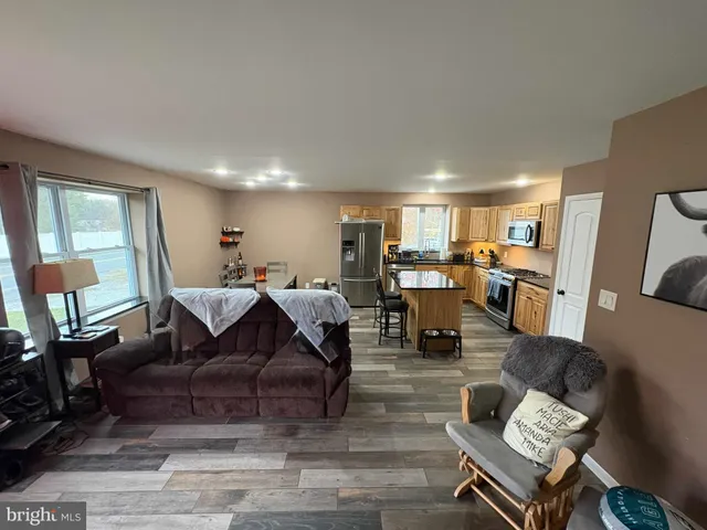 a living room with furniture