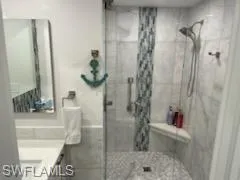 a bathroom with a shower