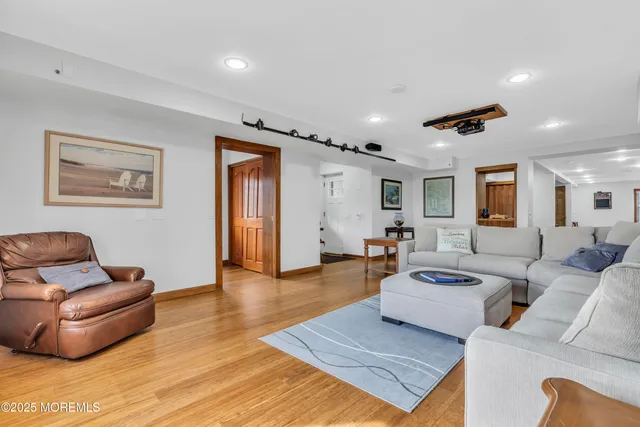 a bedroom with a bed and a closet