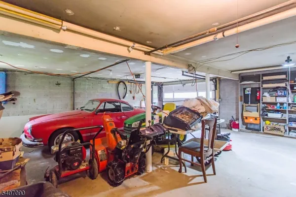 a car parked in a garage