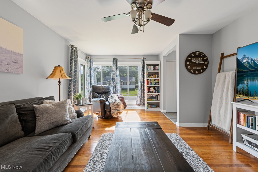 4000 Kenneth Road Stow, OH 44224 - Photo 6 of 50 Living area featuring a ceiling fan and wood finished floors