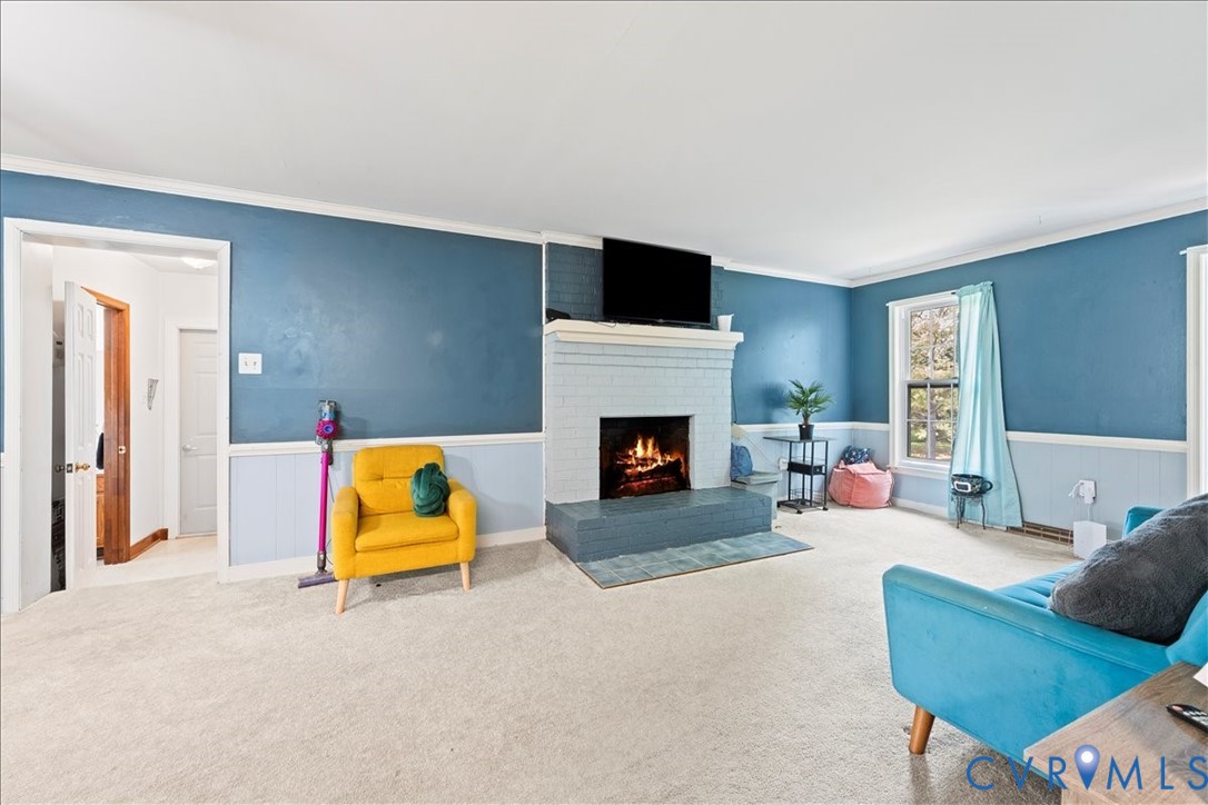 7141 Barkbridge Road Chesterfield, VA 23832 - Photo 16 of 44 Carpeted living room with a wainscoted wall, ornam