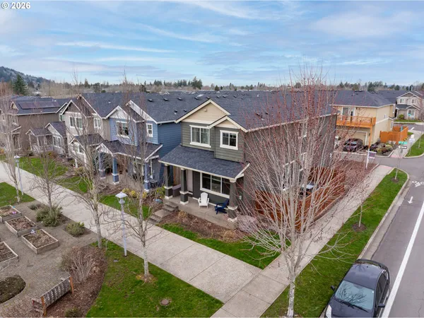 an aerial view of a house