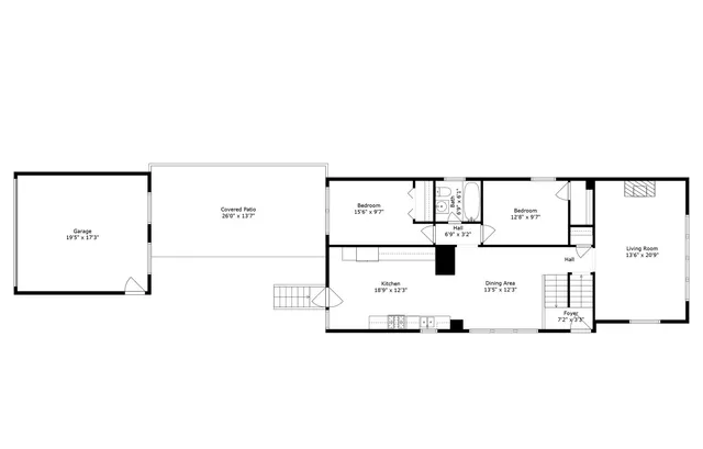 a picture of a room with a white wall and a refrigerator