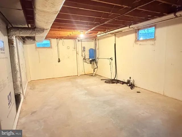 a view of parking garage with window