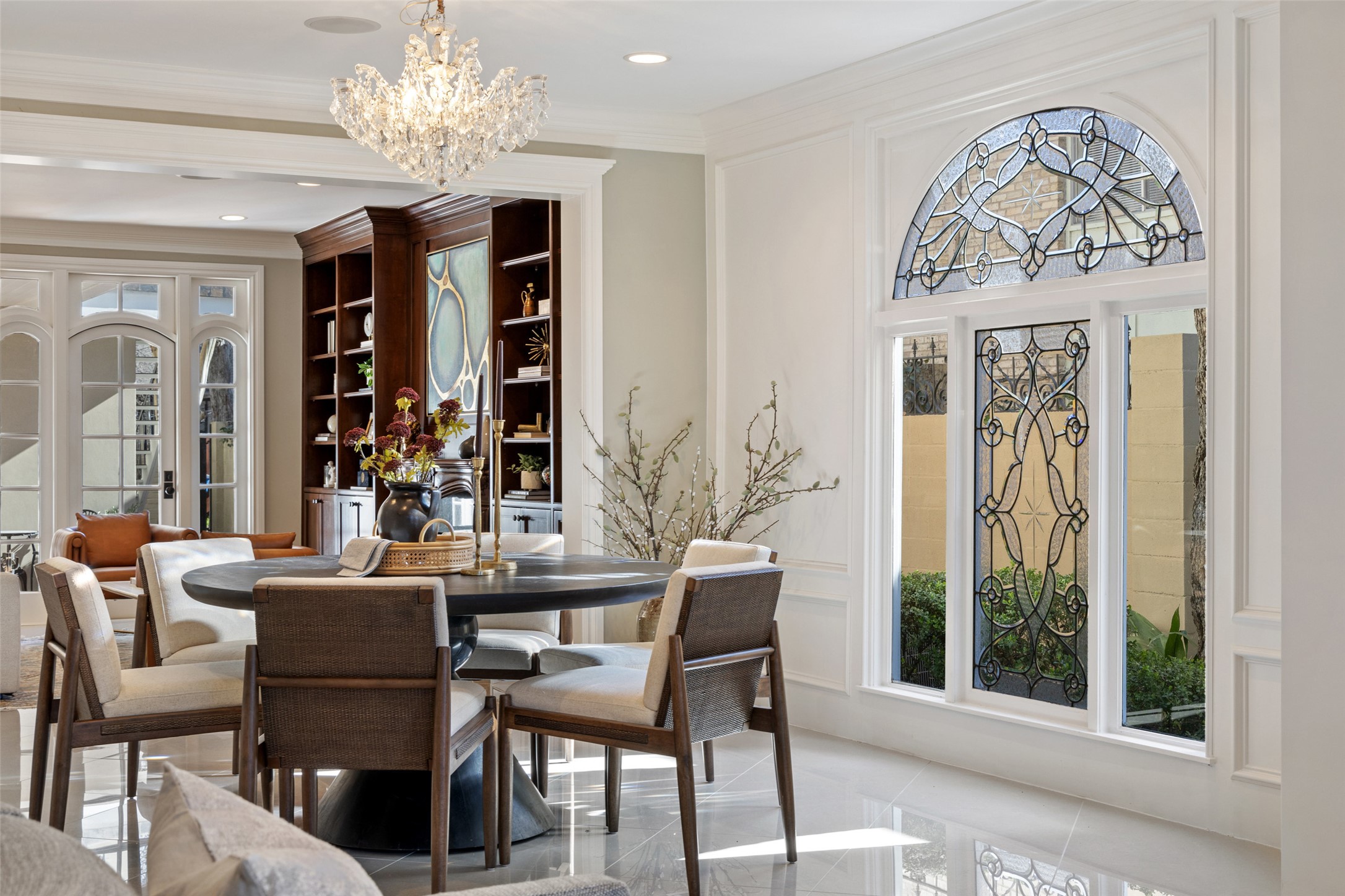 1810 West 35th Street Austin, TX 78703 - Photo 10 of 40 The dining room's antique leaded glass window, rescued from 1800s Paris.