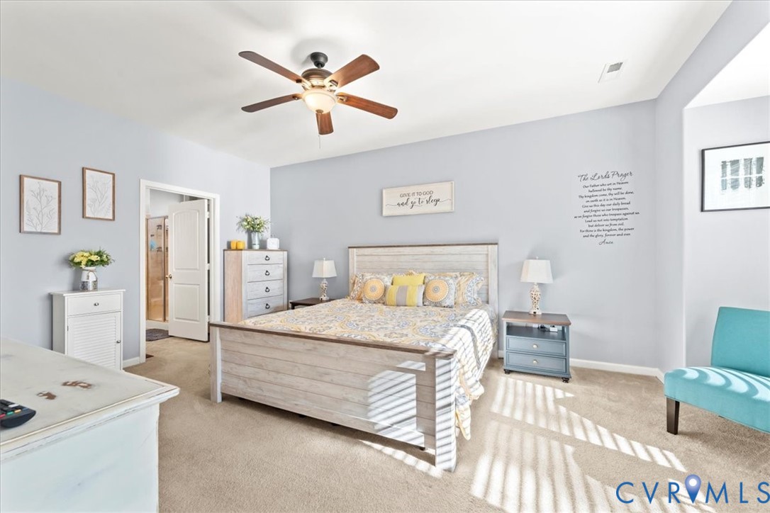 9119 Clearbrook Court Chesterfield, VA 23832 - Photo 25 of 50 Bedroom with light carpet and ceiling fan