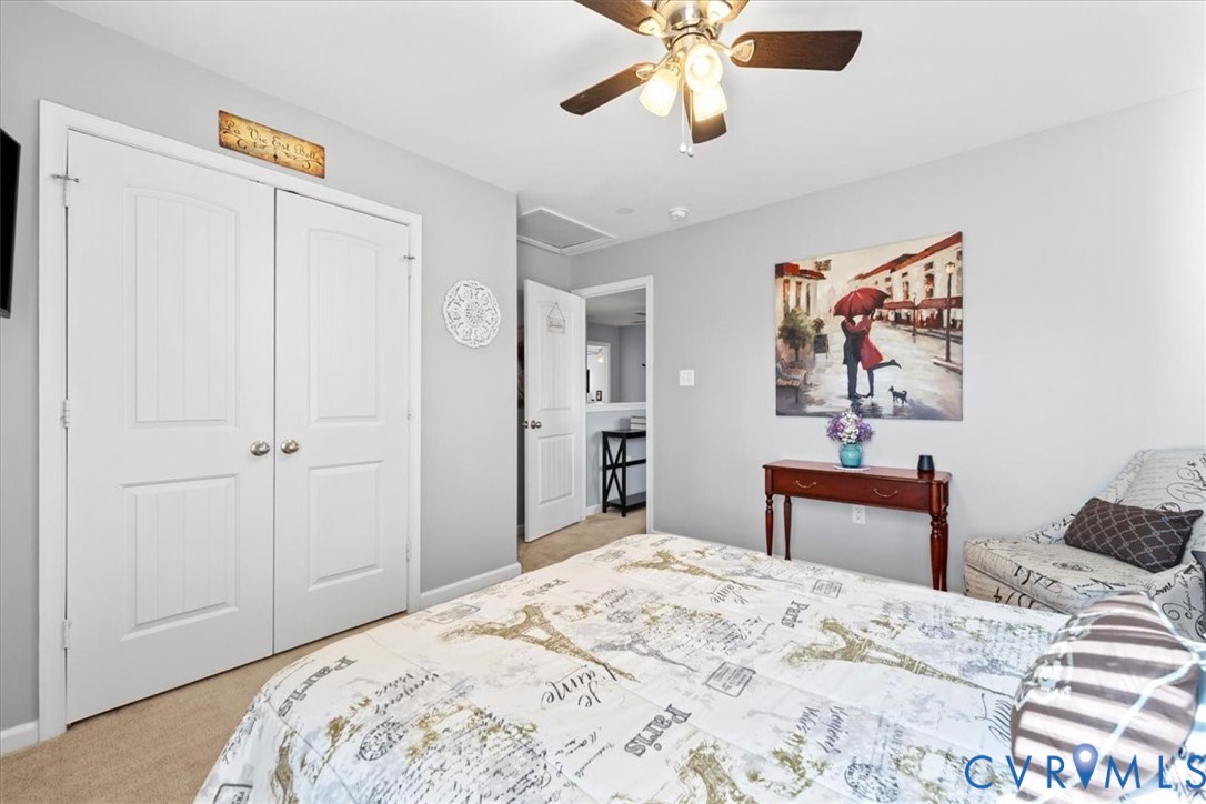 9119 Clearbrook Court Chesterfield, VA 23832 - Photo 34 of 50 Bedroom featuring a closet, light carpet, ceiling