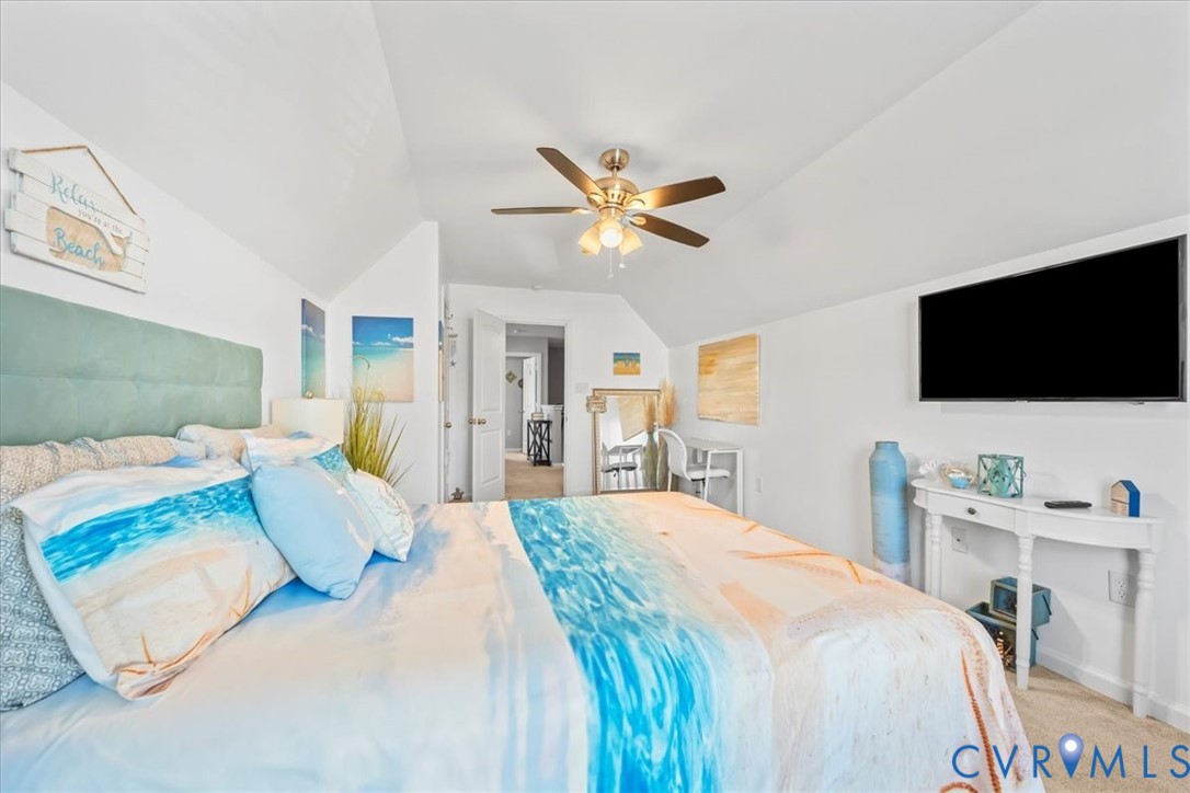 9119 Clearbrook Court Chesterfield, VA 23832 - Photo 36 of 50 Carpeted bedroom featuring ceiling fan and vaulted