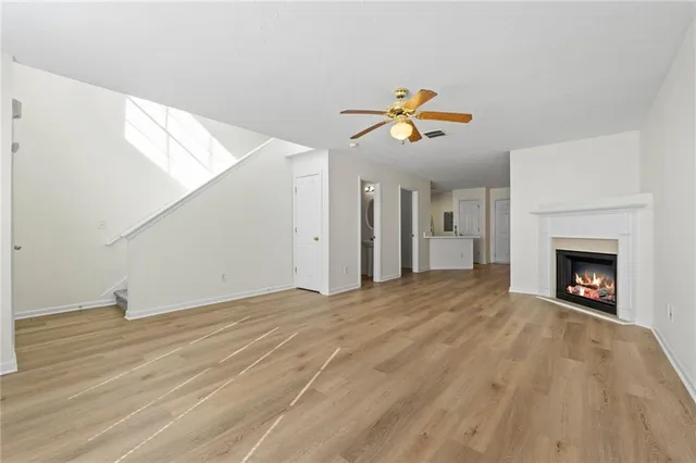 a view of a livingroom with a fireplace