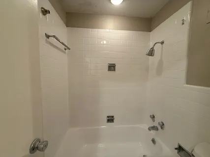a bathroom with a bathtub