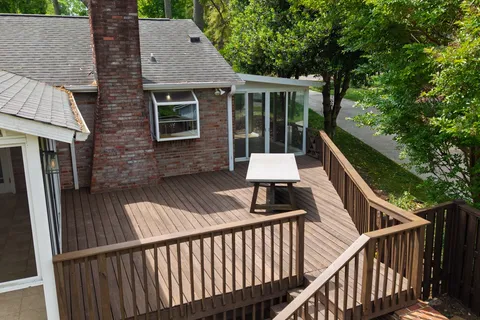 a view of deck and wooden floor