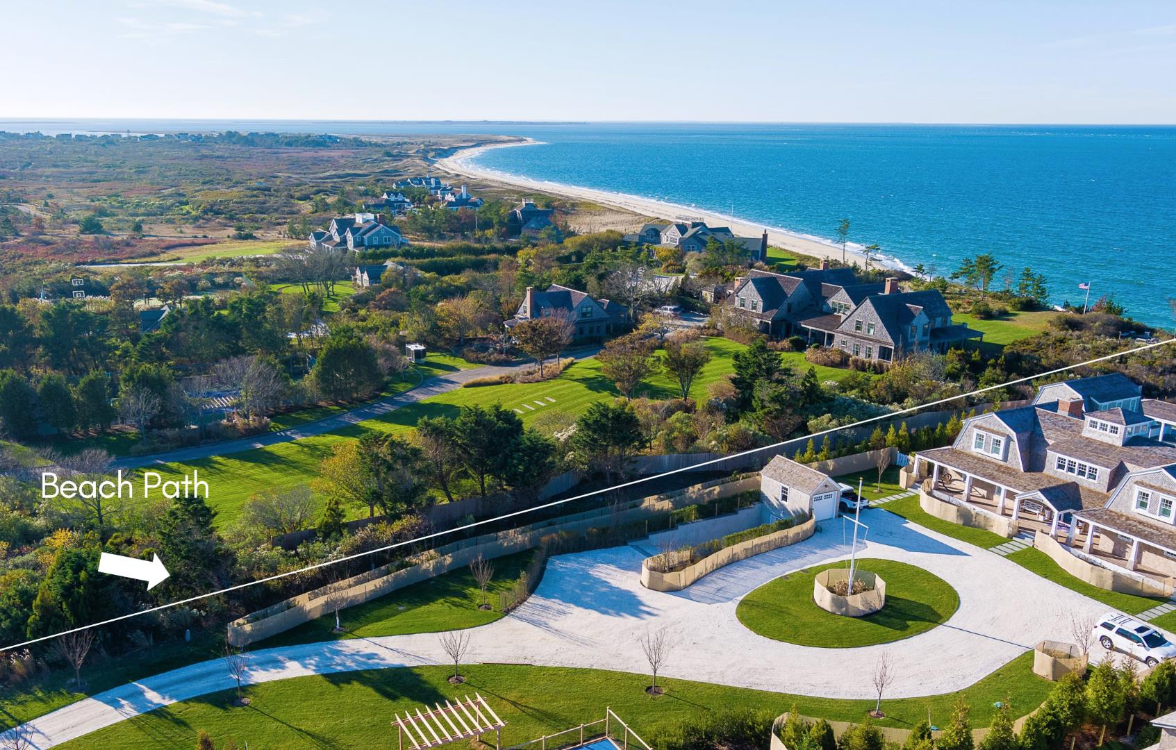 118 Eel Point Road Nantucket, MA 02554 - Photo 4 of 16 an aerial view of swimming pool patio and mountain view in back