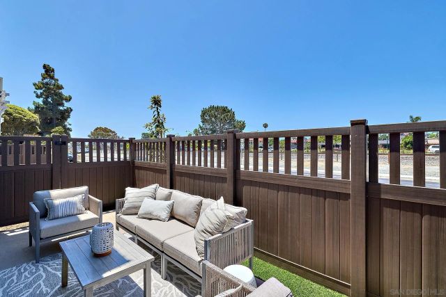 a balcony with couch