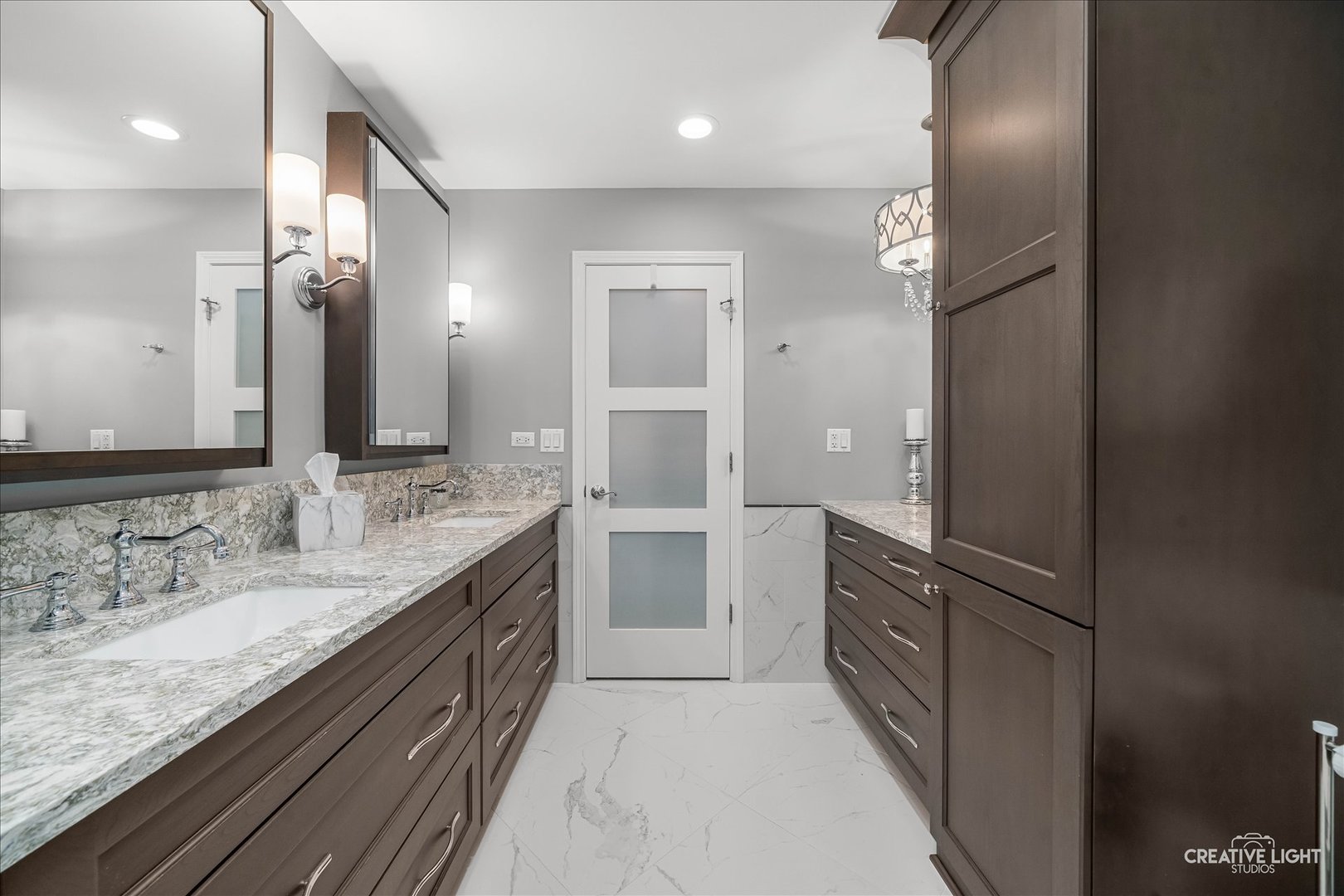 7 Falcon Ridge Court Algonquin, IL 60102 - Photo 30 of 51 a bathroom with a double vanity sink and a mirror