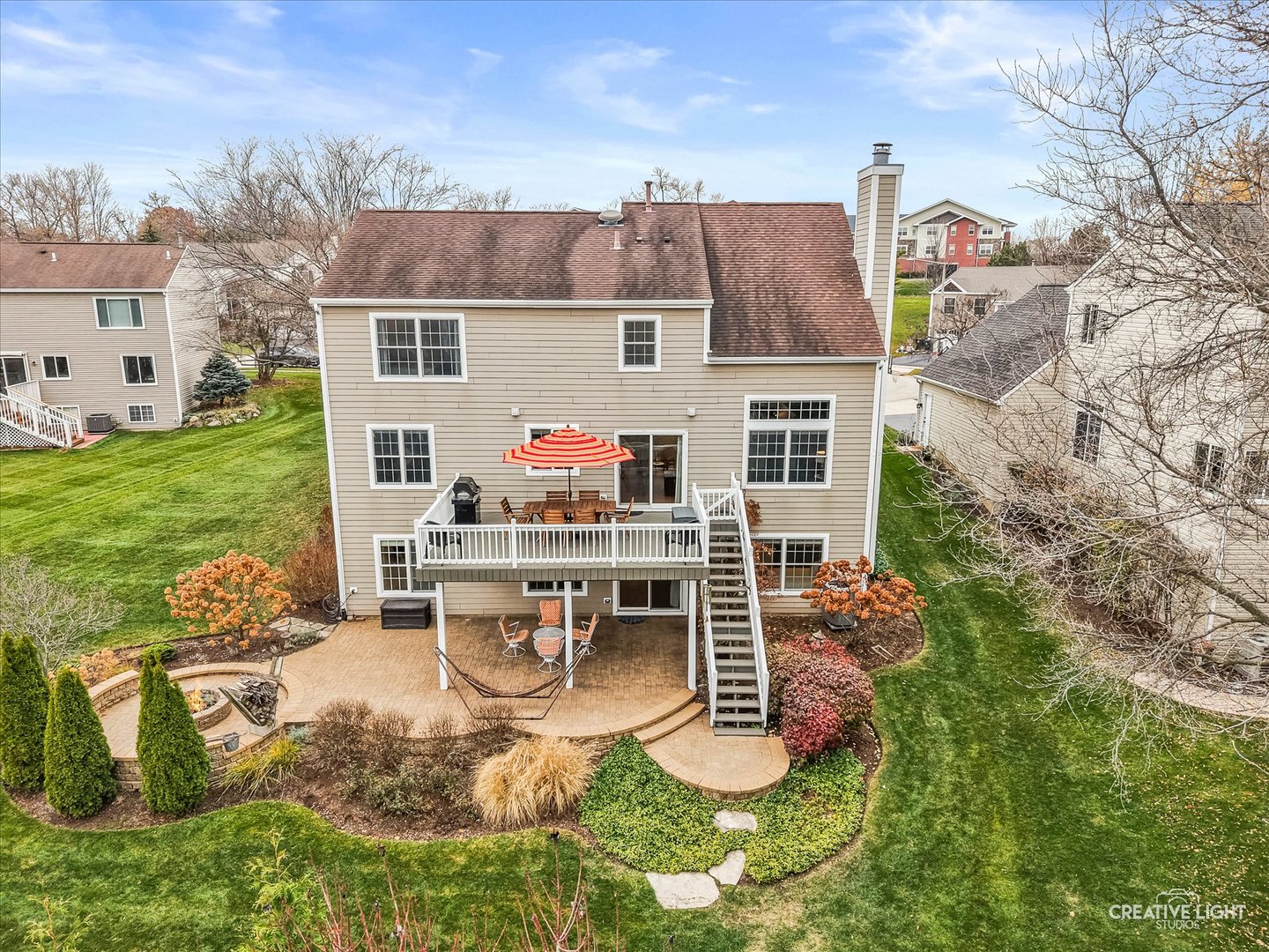 7 Falcon Ridge Court Algonquin, IL 60102 - Photo 47 of 51 a aerial view of a house with table and chairs in the yard