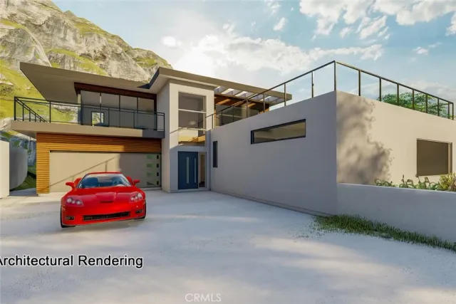 a car parked in front of a house