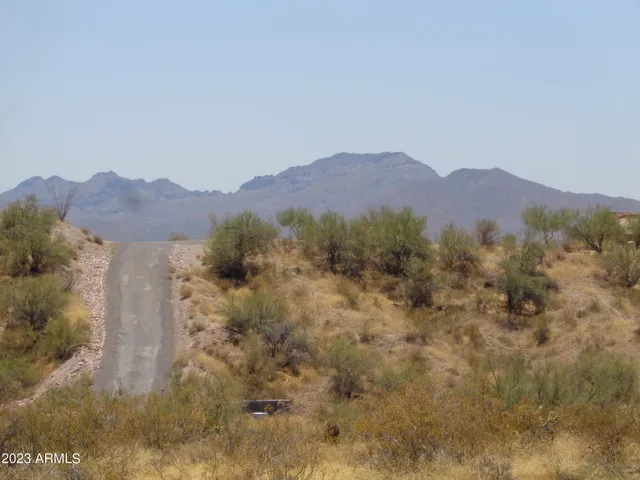 a view of a house with a mountain in the background