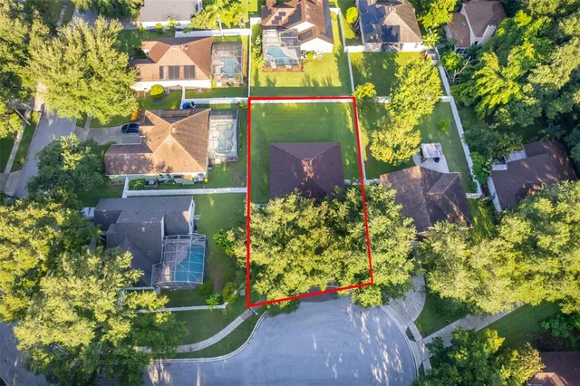 an aerial view of a house