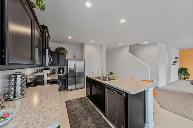 a kitchen with lots of counter top space