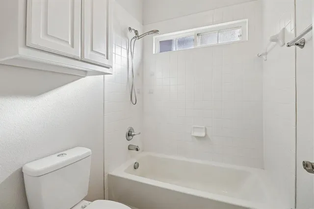 a bathroom with a toilet and a bathtub