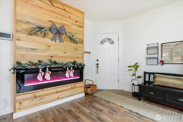 a bedroom with furniture and a bed