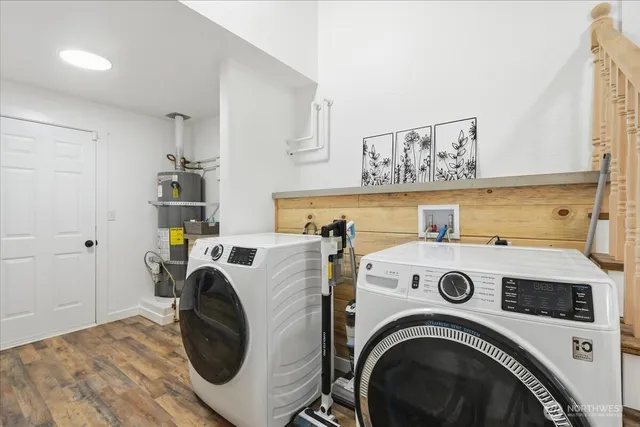 a utility room with dryer and washer