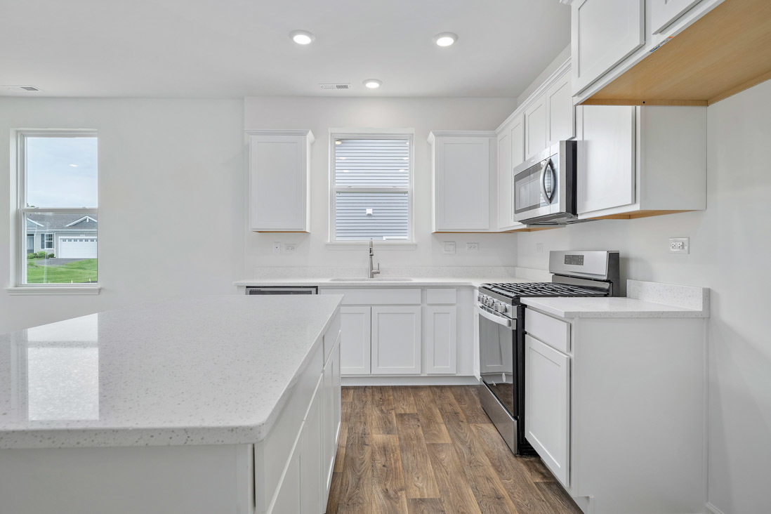 283 Ridley Street North Aurora, IL 60542 - Photo 4 of 40 a kitchen with stainless steel appliances granite countertop a sink and a stove top oven