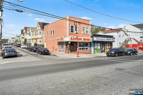 a view of a building and a street