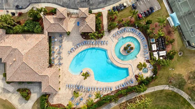 an aerial view of a house having outdoor space