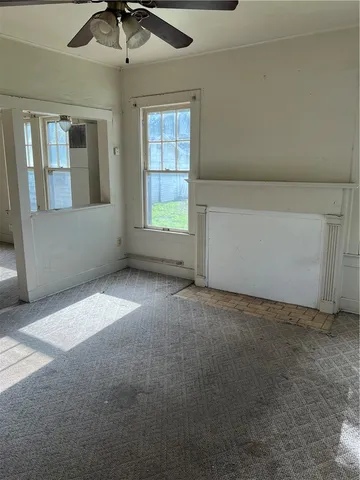 an empty room with windows