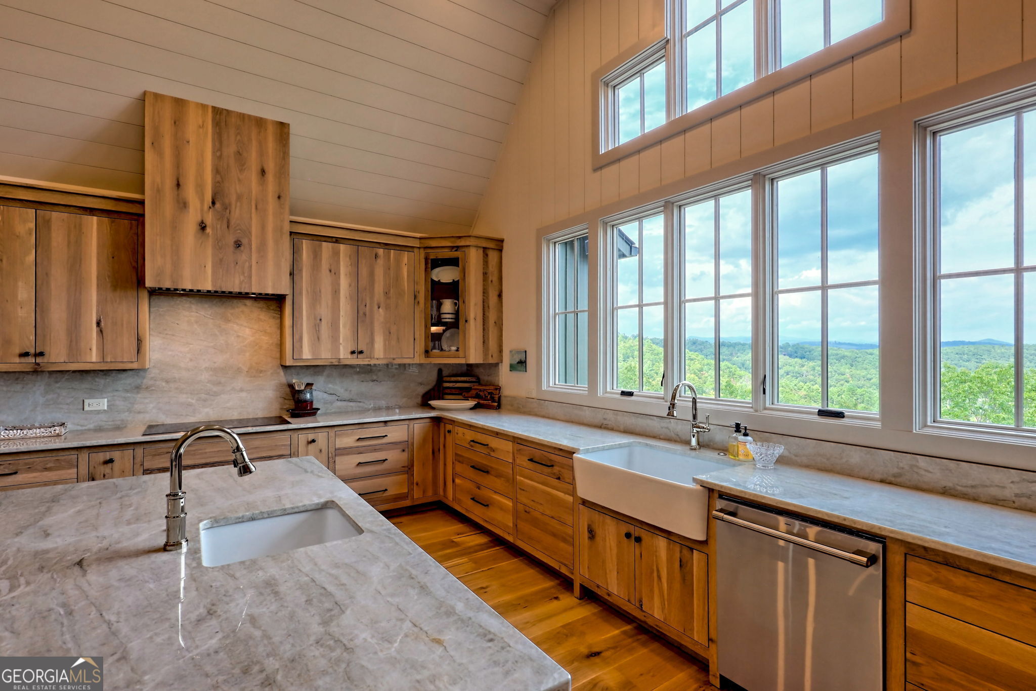 1095 Rabun Bluffs Drive Lakemont, GA 30552 - Photo 23 of 57 a large kitchen with a sink and large window