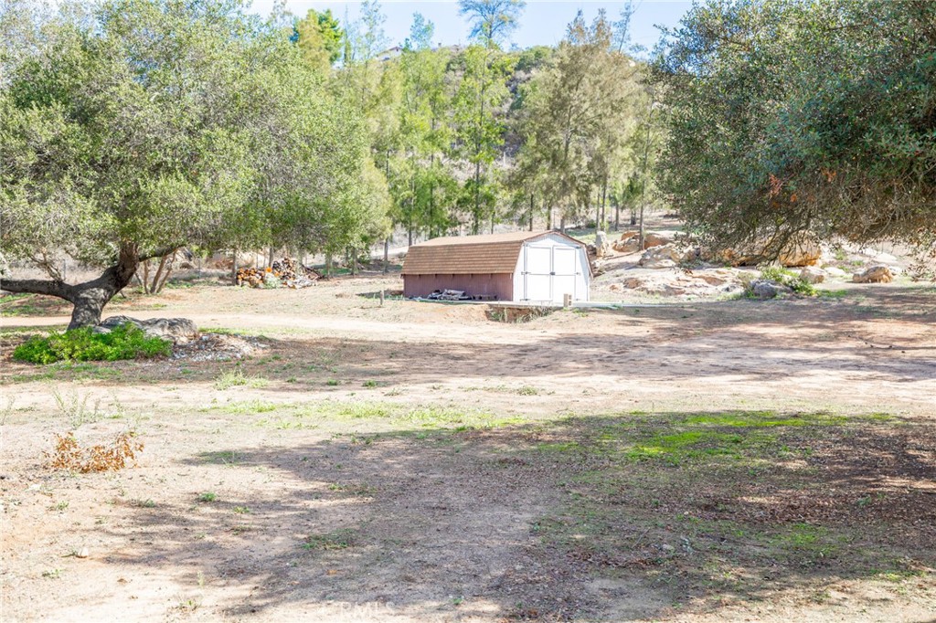 6472 Rainbow Heights Road Rainbow, CA 92028 - Photo 30 of 65 a backyard of a house with a yard and large trees