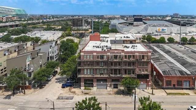 a large building with a city view