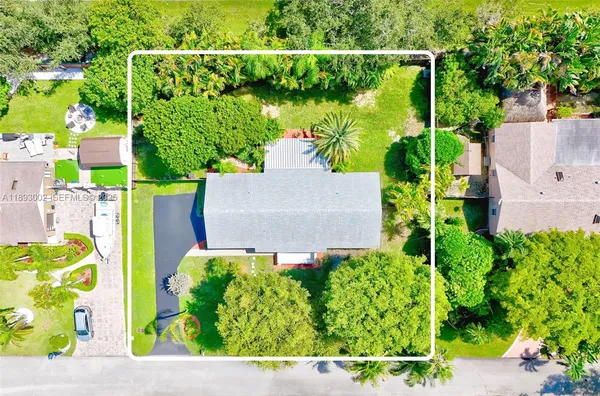 an aerial view of a garden