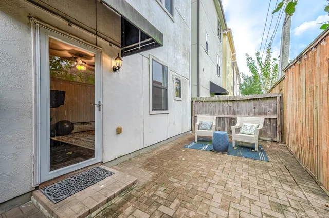 an aerial view of a house with a garden