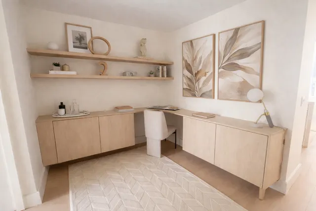 a bedroom with bed and a large window