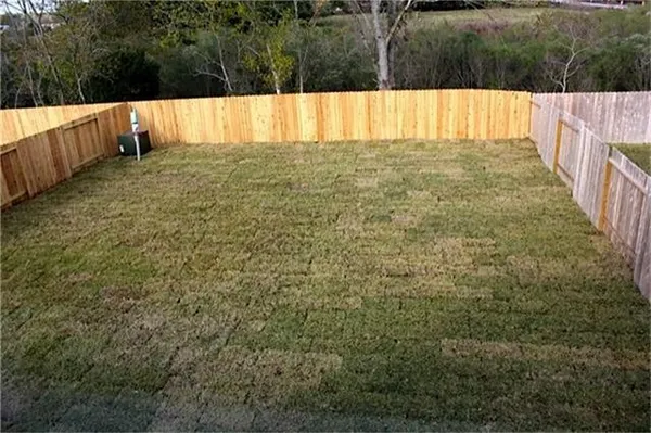 a view of a pool with a yard