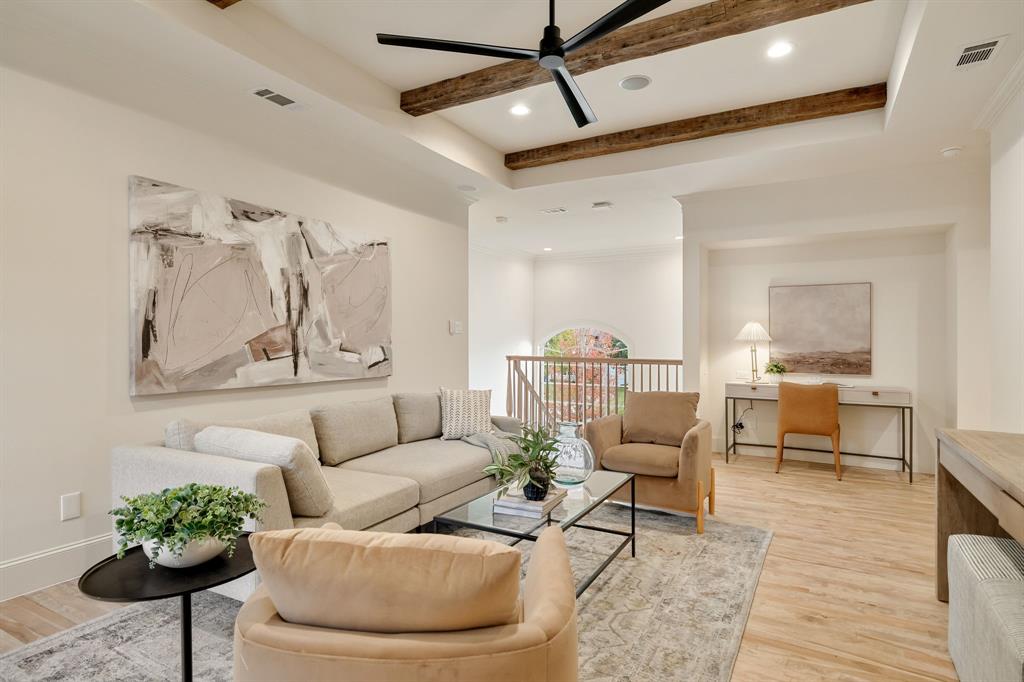 6411 Orchid Lane Dallas, TX 75230 - Photo 31 of 40 a living room with furniture and a wooden floor