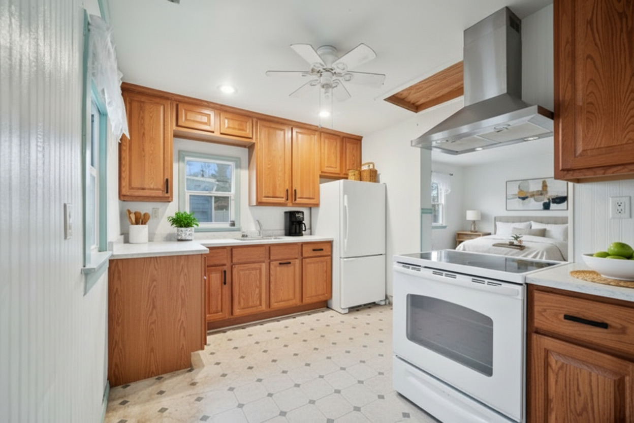 215 Second Street Elgin, IL 60123 - Photo 4 of 15 a kitchen with a stove a sink and a refrigerator