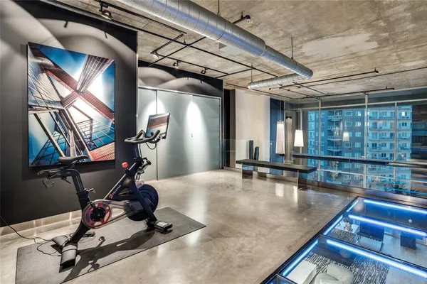 a view of a room with gym equipment