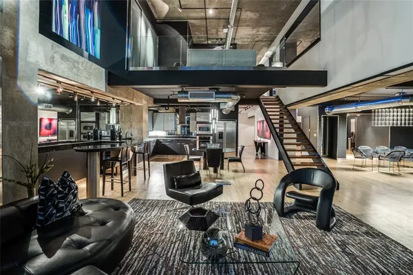 a living room with furniture