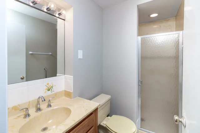 a bathroom with a sink toilet and vanity