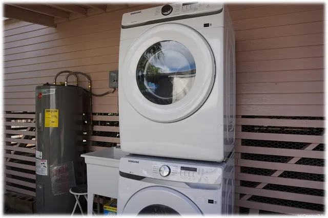a utility room with dryer and washer